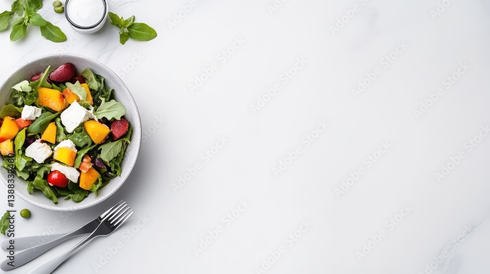 Fresh salad with colorful vegetables and light dressing Fresh salad with colorful vegetables and light dressing