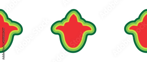 Floral pattern Tatar Native Ornamental border with tulips. Culture of the Tatar people, symbols of green and red