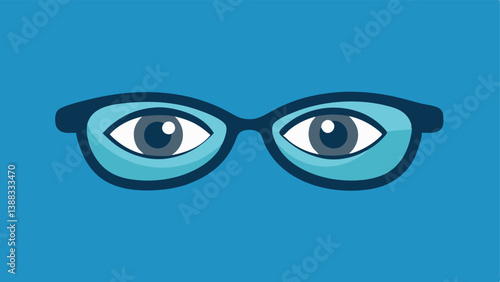 Filters Over Eyes Illustrate a pair of eyes wearing glasses that filter out clear information showing blurred and false headlines in their view symbolizing how biases affect