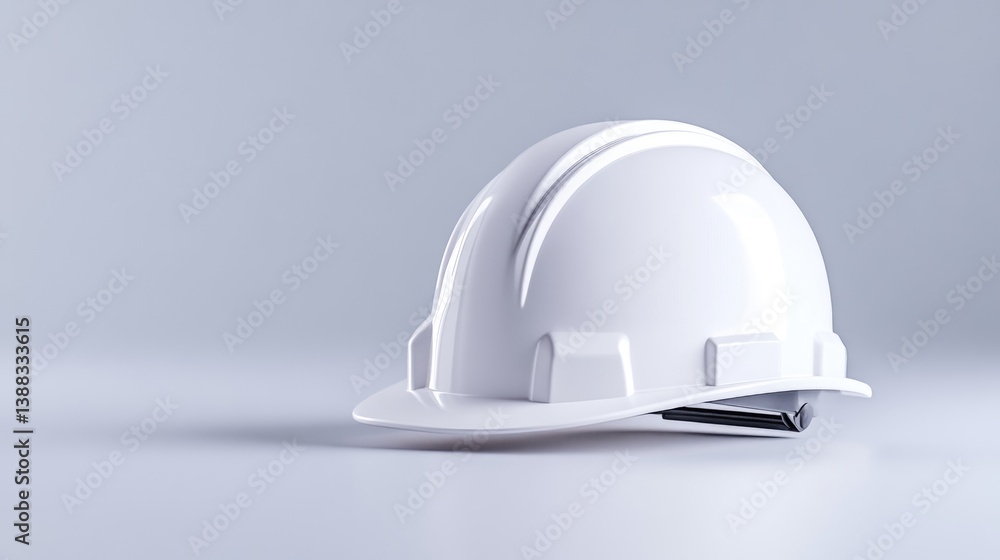 White hard hat on a light gray background White hard hat on a light gray background