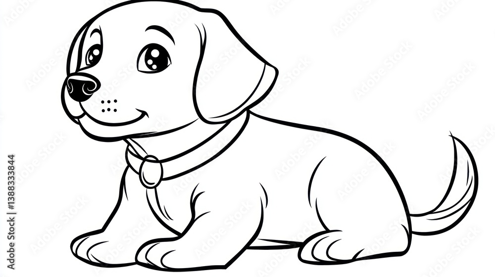 Fototapeta premium Cute cartoon puppy coloring page