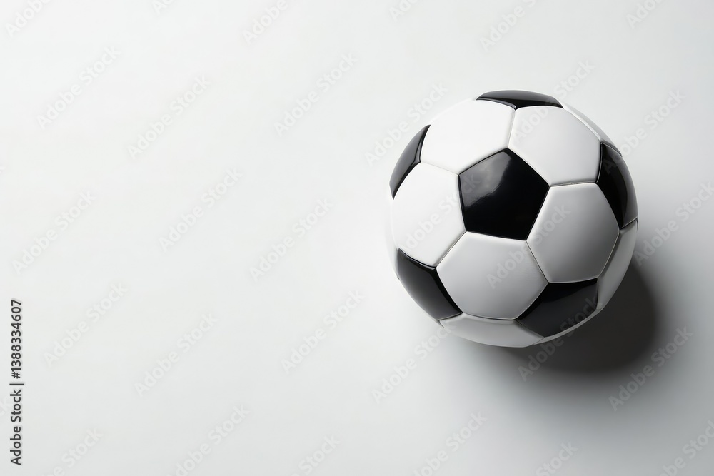 Overhead view of football against white backdrop , studio, angle, ball Overhead view of football against white backdrop , studio, angle, ball