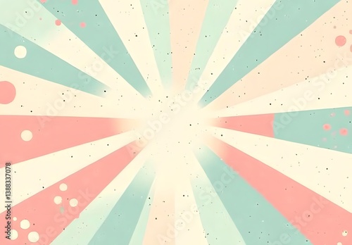 Pastel sunburst background with confetti