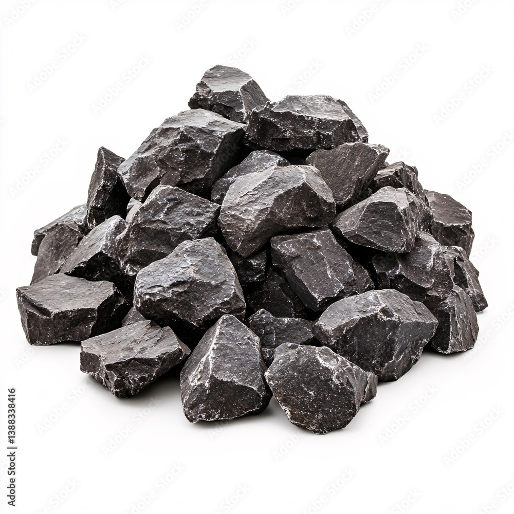 Close-up collection of raw platinum ore rocks showcasing their metallic luster Close-up collection of raw platinum ore rocks showcasing their metallic luster