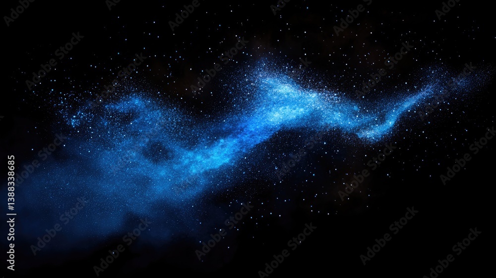 Fototapeta premium Glowing Blue Nebula with Scattered Stars, Highlighting Depth and Cosmic Mystery