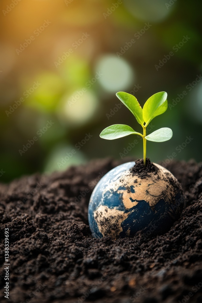 Planet earth with lush plants. Earth Day theme background wallpaper. Planet earth with lush plants. Earth Day theme background wallpaper.