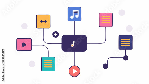 Recommendations Flow A flowchart style illustration showing how the AI analyzes listening history preferences and genres to generate a list of recommendations.