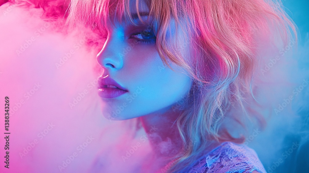 Enchanting Soft Pink and Electric Blue Light Creating a Surreal Background Enchanting Soft Pink and Electric Blue Light Creating a Surreal Background