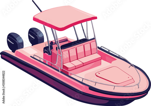 Pontoon Boat Vector Illustration