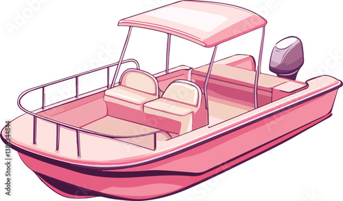Pontoon Boat Vector Illustration