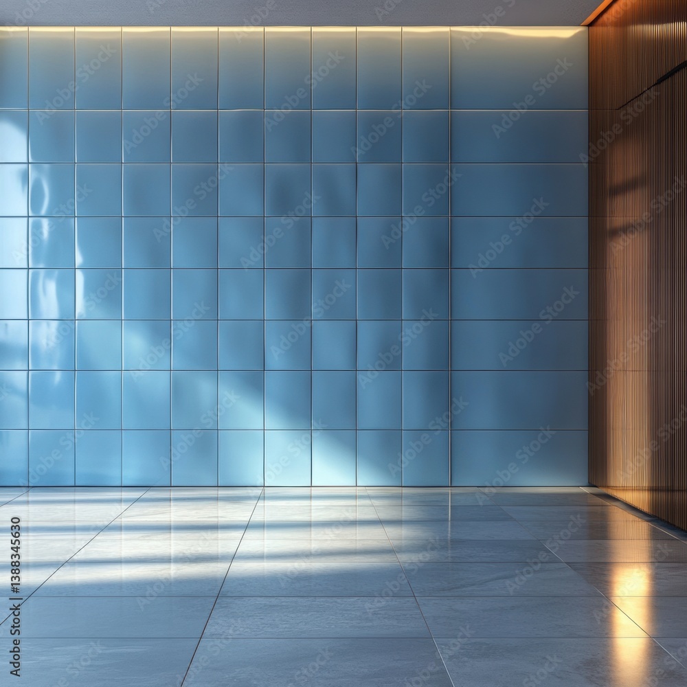 High-quality 3D render of a blue ceramic wall with soft lighting, showcasing smooth surfaces and modern, minimalistic design. High-quality 3D render of a blue ceramic wall with soft lighting, showcasing smooth surfaces and modern, minimalistic design.