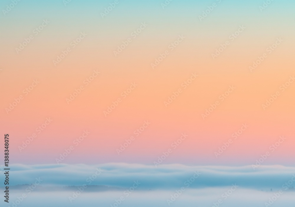 Sunrise Peach and Light Blue Gradient with Dreamy Mist Overlay