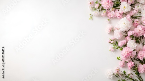 Wallpaper Mural Delicate pink and white flowers arranged on a white background Torontodigital.ca
