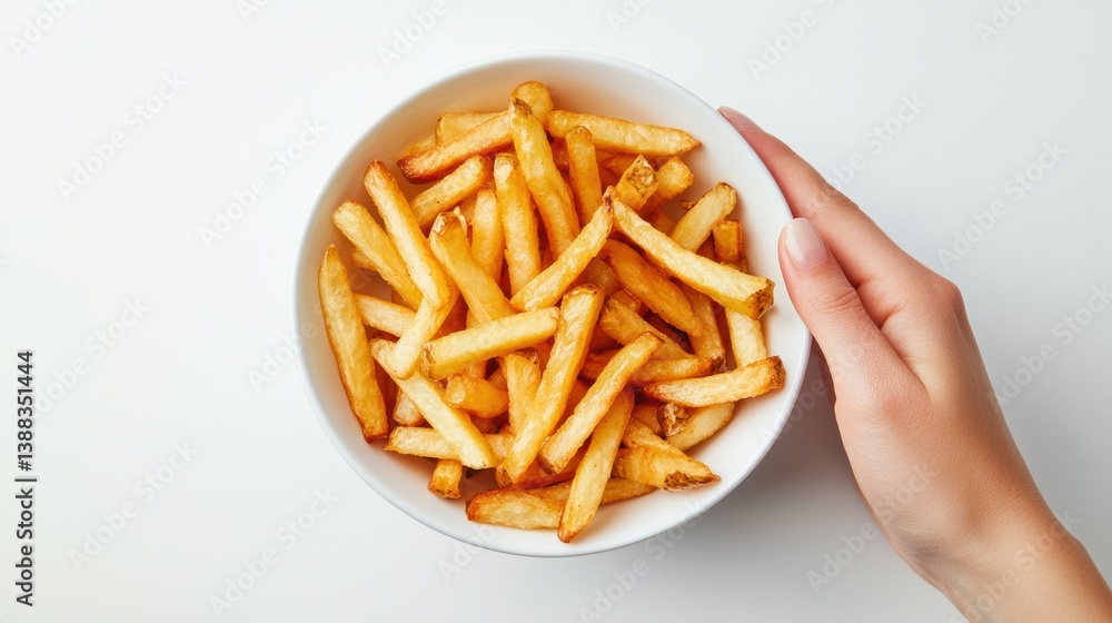 Elegance in simplicity a hand reaches for golden french fries