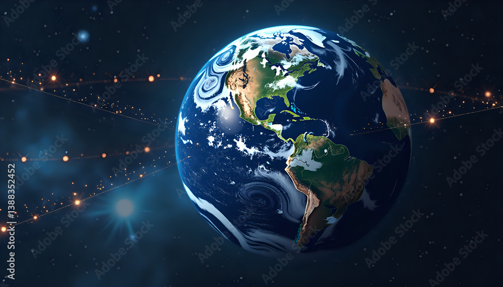 Naklejka premium Earth in Space: A Stunning Visual of Our Planet