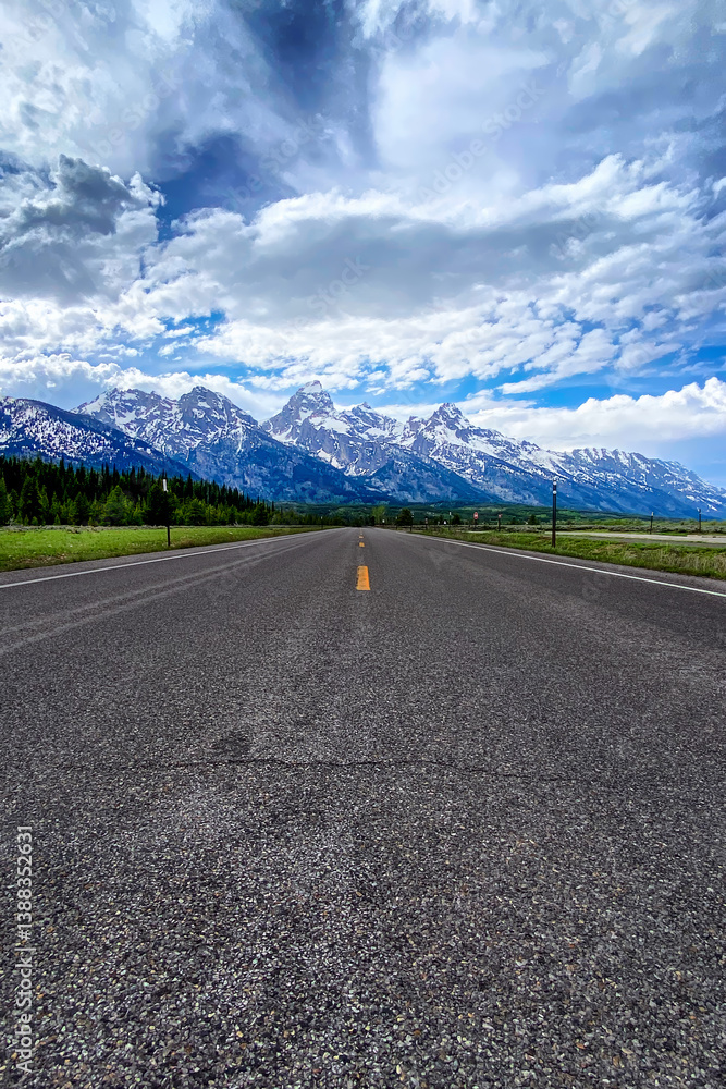 Paved road within Grand Teton National Park Paved road within Grand Teton National Park