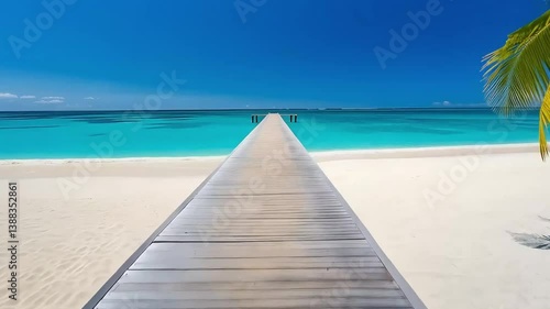 Wallpaper Mural Wooden pier extending into turquoise waters on a sunny day creating a tropical paradise feel Torontodigital.ca