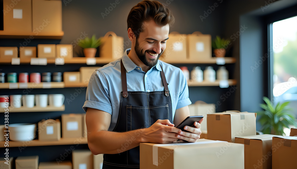 Happy Business Owner Checking Orders Happy Business Owner Checking Orders