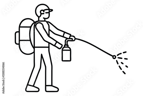 Mite disinfectant man icon. Outline mite disinfectant man vector icon for web design isolated on white background.