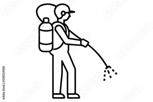 Mite disinfectant man icon. Outline mite disinfectant man vector icon for web design isolated on white background.