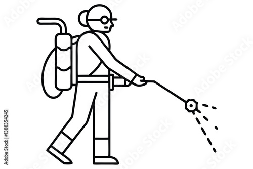 Mite disinfectant man icon. Outline mite disinfectant man vector icon for web design isolated on white background.