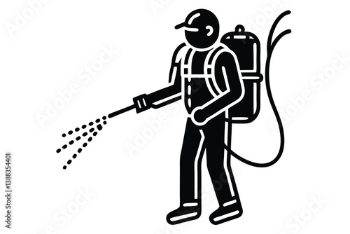Mite disinfectant man icon. Outline mite disinfectant man vector icon for web design isolated on white background.
