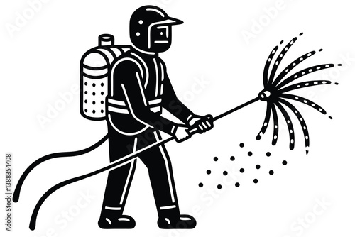 Mite disinfectant man icon. Outline mite disinfectant man vector icon for web design isolated on white background.