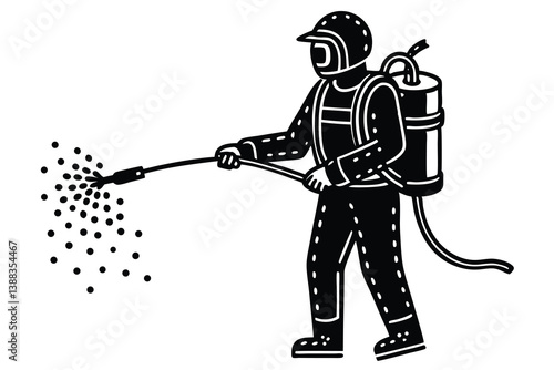 Mite disinfectant man icon. Outline mite disinfectant man vector icon for web design isolated on white background.