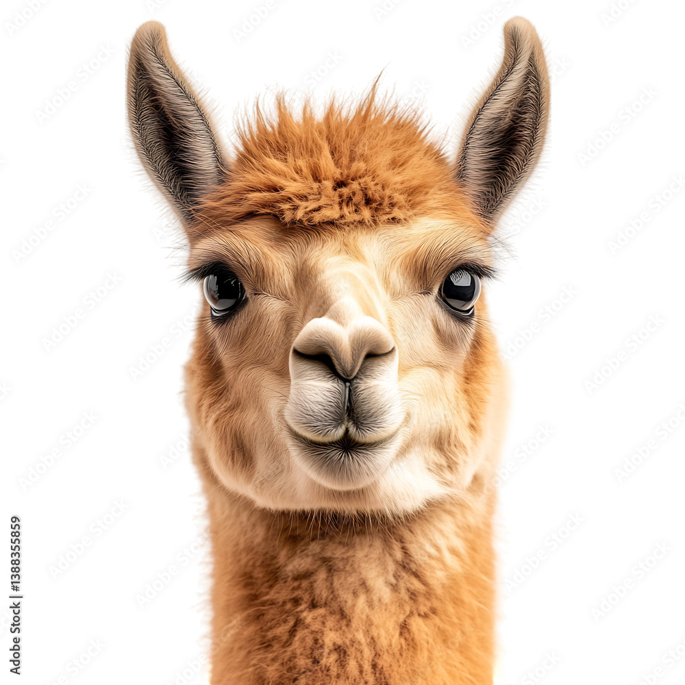 Obraz premium Gentle Llama with Soft Fur and Curious Gaze Isolated on Transparent Background