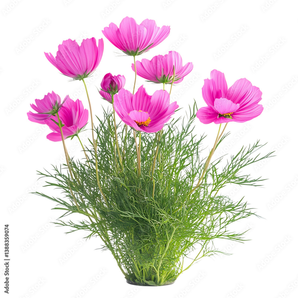Fototapeta premium Pink Cosmos Flower Bouquet Isolated on Transparent Background