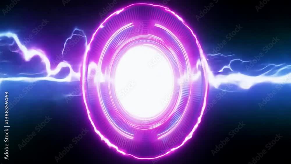 Purple Portal Explosion in Space with Lightning Flashes and Shockwave Effects – 3D Animation