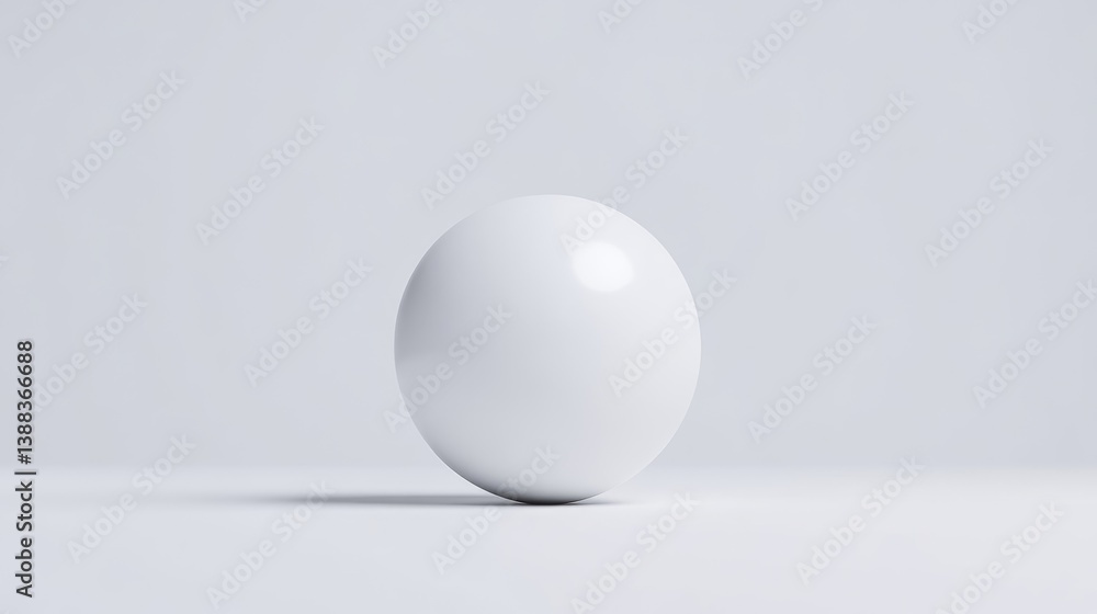 A perfect white sphere rests on a plain white surface. The image is minimalist, featuring only the sphere against a simple background. High resolution and even lighting are present. The style is cle A perfect white sphere rests on a plain white surface. The image is minimalist, featuring only the sphere against a simple background. High resolution and even lighting are present. The style is cle