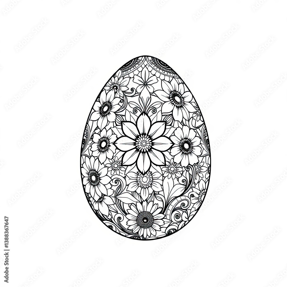 An artistic Easter egg drawing perfect for DIY coloring and springtime crafts. An artistic Easter egg drawing perfect for DIY coloring and springtime crafts.