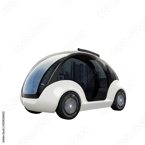 A Futuristic Self-Driving Car With Minimalistic Design Isolated on Transparent Background
