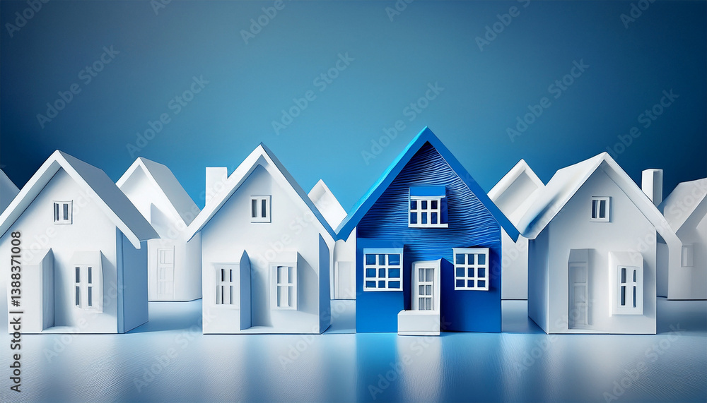 blue house in among white houses for real estate property industry generative ai blue house in among white houses for real estate property industry generative ai