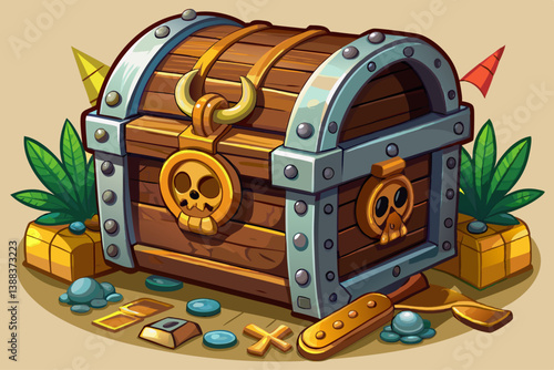 vector of Old pirate chest