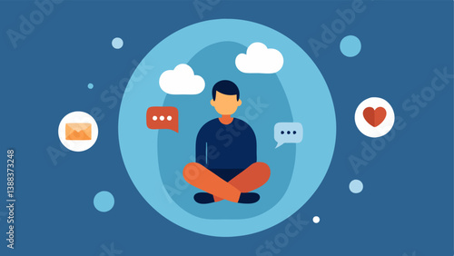 Filter Bubbles Create a visual of a person sitting inside a bubble made of social media icons while outside the bubble a variety of other messages and opinions go unheard showing