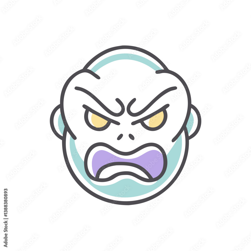 Angry Face Icon Illustrating Frustration in Minimalist Style Angry Face Icon Illustrating Frustration in Minimalist Style