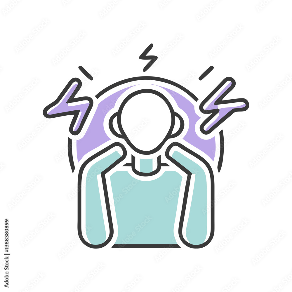 Person experiencing anxiety with hands on head against abstract background  