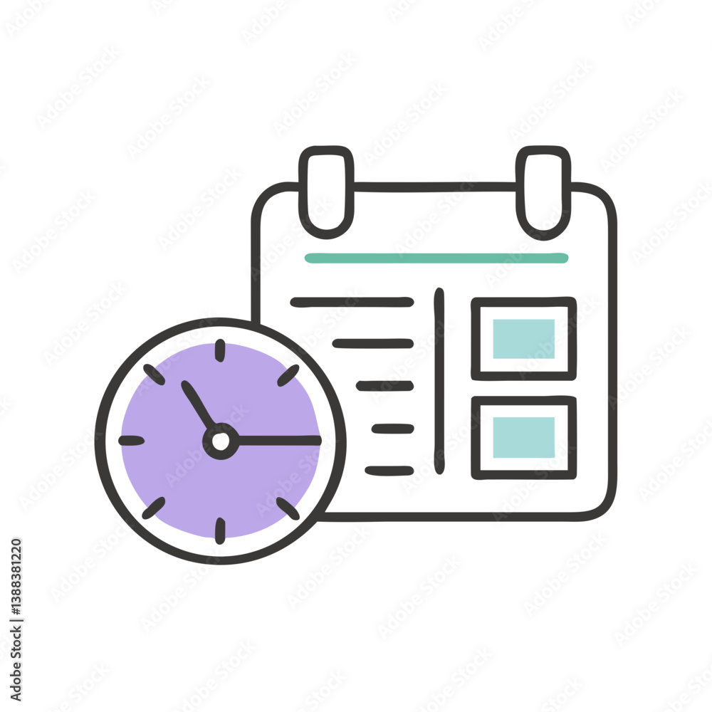 Daily Routine Concept Calendar and Clock Icon Design Daily Routine Concept Calendar and Clock Icon Design