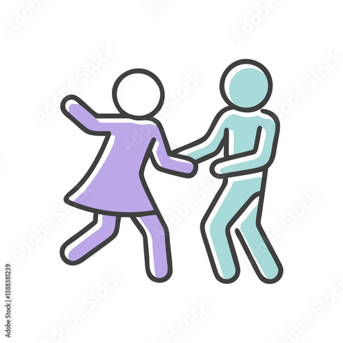 Dancing couple enjoying a lively moment in playful colors  