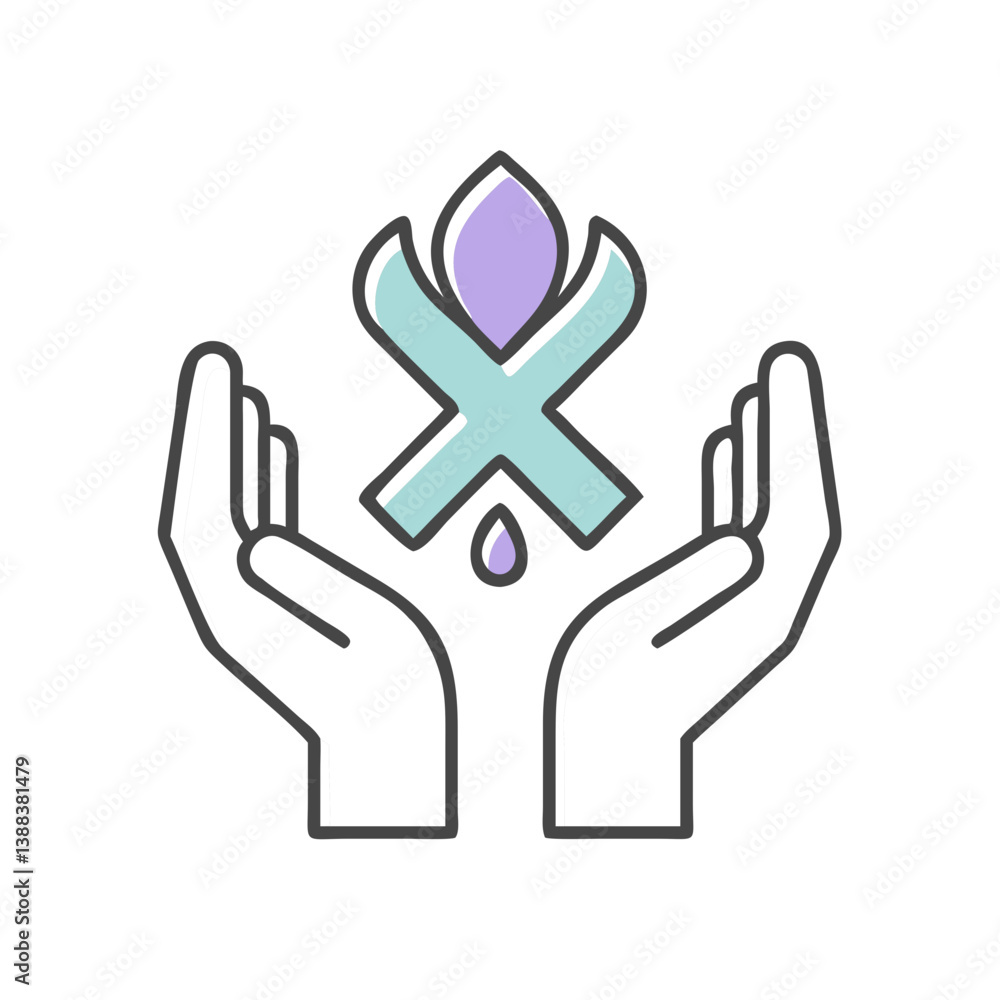 Obraz premium Hands holding a symbol of hope and support against a simple background 