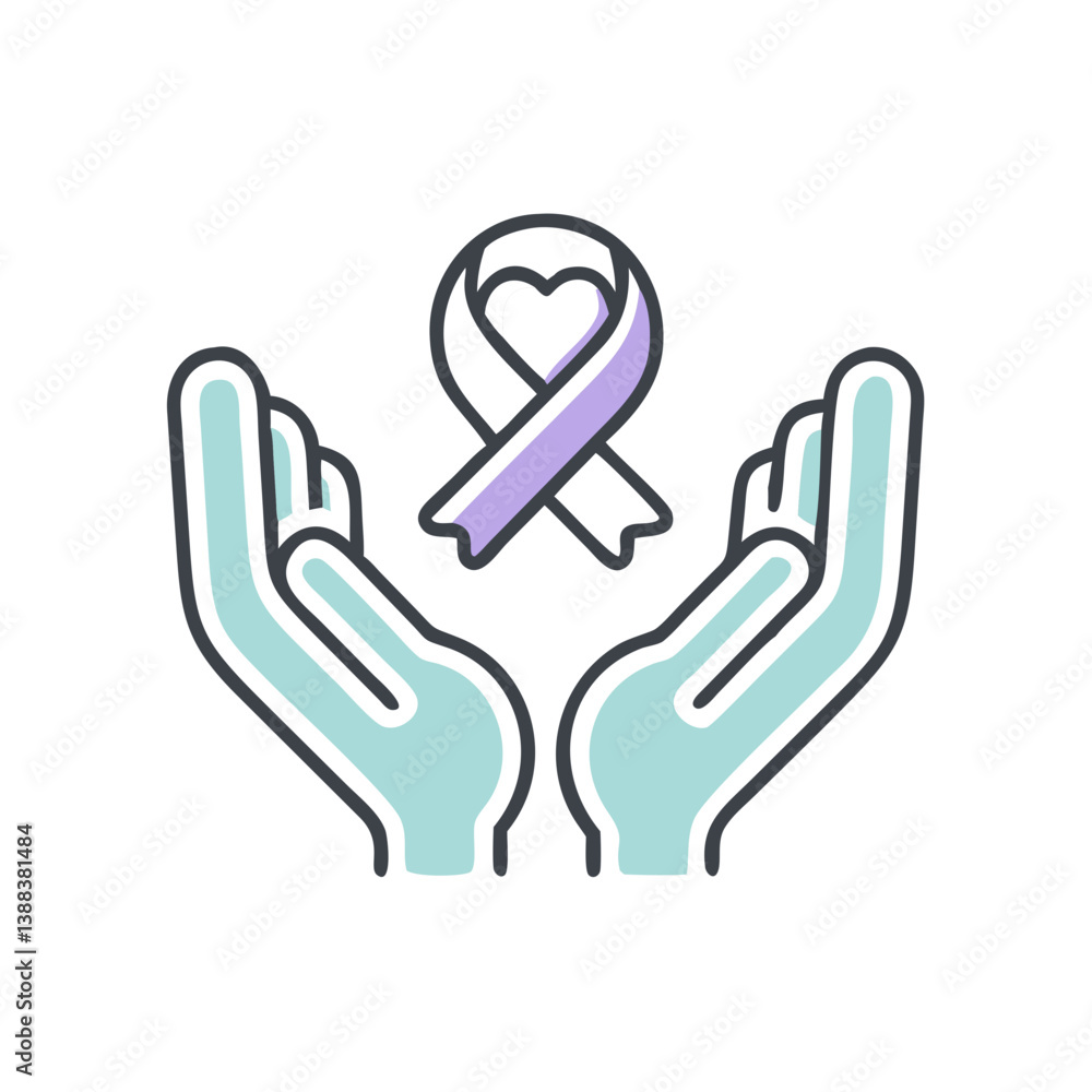Obraz premium Hands Holding a Heart-Shaped Ribbon Symbolizing Hope 