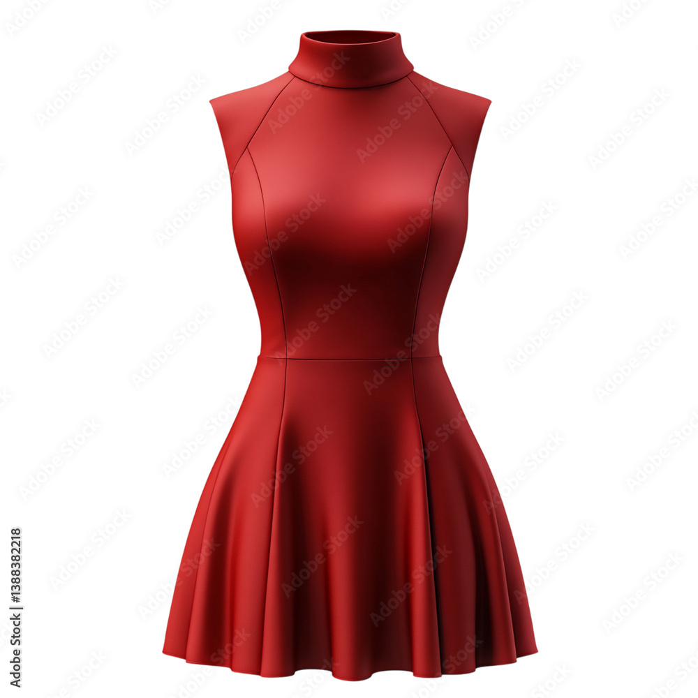 Sleeveless Mock Neck Deep Red Dress Isolated on Transparent Background Sleeveless Mock Neck Deep Red Dress Isolated on Transparent Background