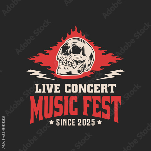 Rock and roll vector logo design for t shirt. Vintage music design print design for apparel, stickers, posters and background