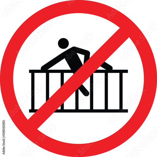  graphic of sign prohibiting the crossing of barrier. ISO Prohibition Sign. red circle. 
