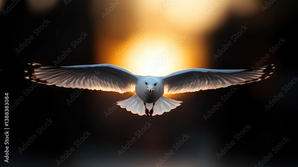 Fototapeta premium Majestic Seagull Soaring in Sunrise