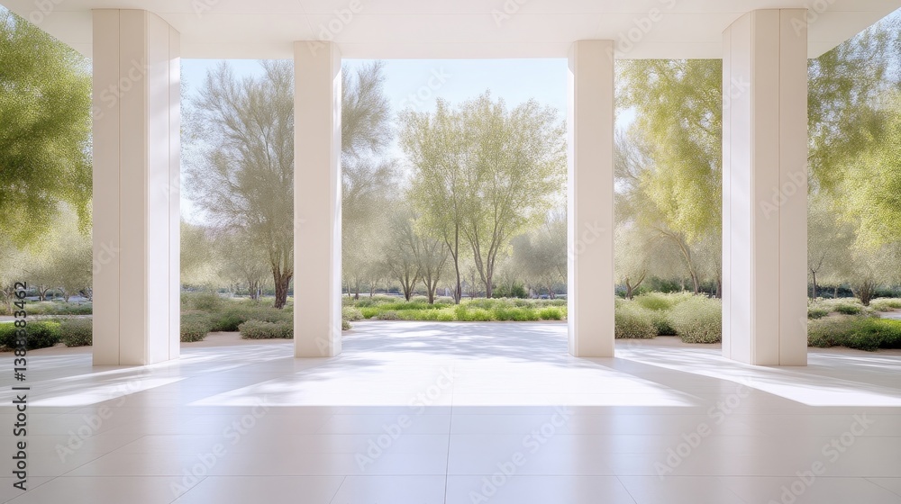 Obraz premium Tranquil Courtyard with Lush Landscape