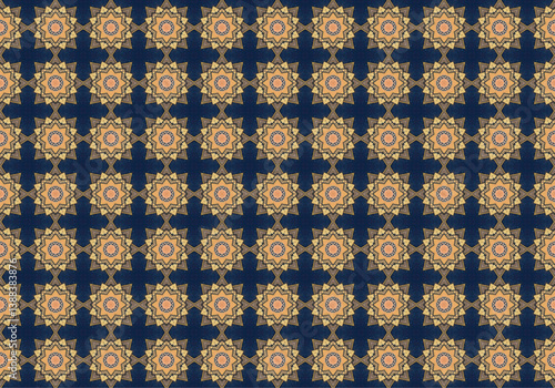 Seamless Cloth Endless Visual Decoration Digital Fashion Texture Perspective Geometric Tile Fabric Shape Symmetric Template Graphic Luxury Interior Textile Art Design Wallpaper Background Pattern.