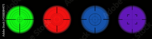 Target aim set. Crosshair target weapon sniper sight for gun in neon color. Sniper scope target for shooting game. Vector EPS 10